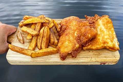 Cooking Freshly Caught Fish and Chips in My Boat