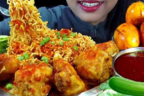 MaggiMasalaNoodles EatingAsmr Indian Food Mukbang Maggi EatingShow KFC Chicken EatingVideo Spicy Egg