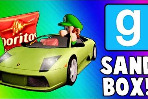 Gmod Sandbox Funny Moments - Driving Test, Banana Gun, Soccer Fun, To the Butt Cave!