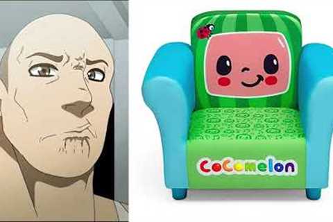 The Rock reacts to chairs : (the rock eyebrow raise)