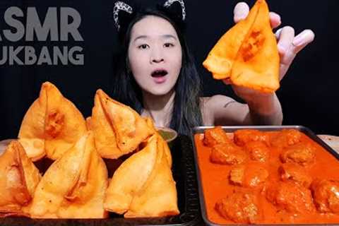Indian Food: Crispy Samosa &amp; Butter Chicken Meatballs! Spicy Curry Mukbang w/ Asmr Eating