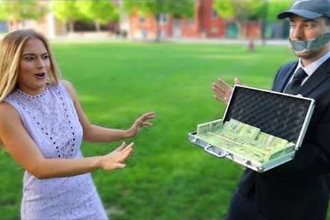 Giving $10,000 To Random People And Saying Nothing