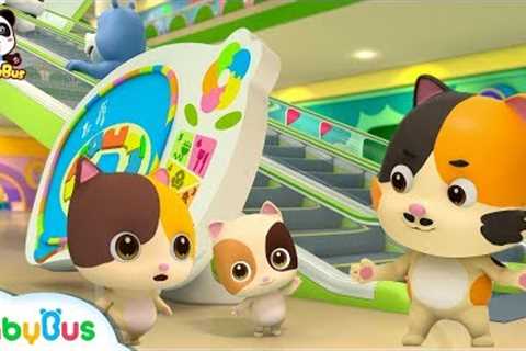 Baby Kitten's Shopping Mall Trip | Be Careful on the Escalator | Kids Safety Tips | BabyBus
