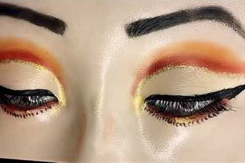 Glittery cut crease tutorial/ how to make foxy eyes/ simple trendy eyes makeup