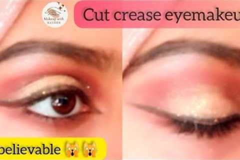 Glitter Cut Crease Eyemakeup|Step by Step Tutorial|Simple and Easy