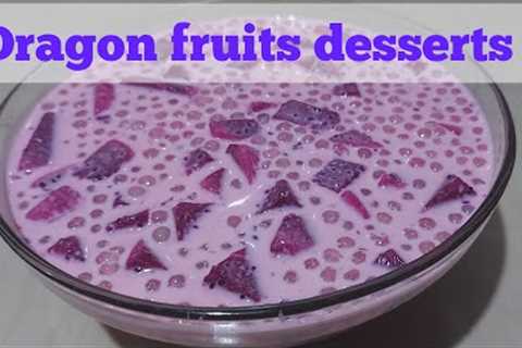 Dragon Fruits Desserts with Evaporated milk