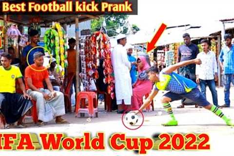 The Best football kick prank of this year 2022 !! FIFA World Cup 2022 | Best of reaction on public