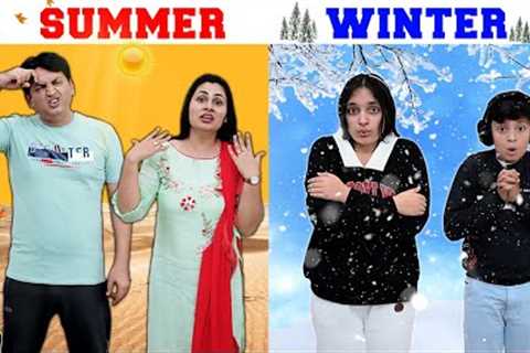 SUMMER vs WINTER | Family comedy eating challenge | Aayu and Pihu Show