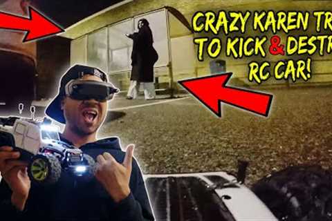 Crazy Lady Tries to KICK fpv RC Car In N Out Troll Prank!!!