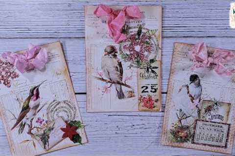 Simple and Easy Bird Journaling Cards for your  Pink Christmas Junk Journal : Craft with Me Tutorial
