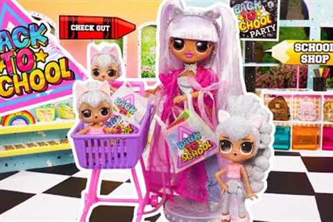 Back To School Shopping With LOL Surprise Kitty Queen Family Miniature DIY School Supplies
