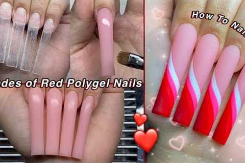 SHADES OF RED POLYGEL NAILS❤️ HOW TO NAIL ART + BEGINNER FREINDLY NAIL DESIGN! | Nail Tutorial