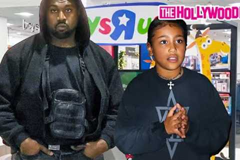 Kanye West Takes North Shopping At Toys R Us In Star Of David Shirt After Picking Up Saint At School