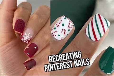 RECREATING TRENDY PINTEREST CHRISTMAS NAIL DESIGNS AT HOME | Christmas nail art 2022