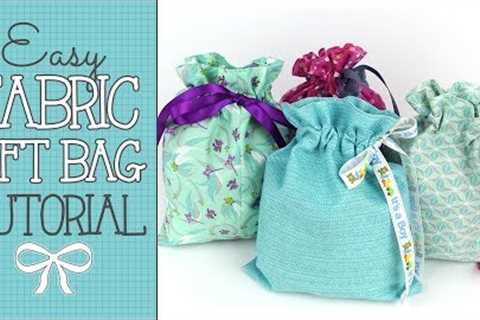 Drawstring Fabric Gift Bag Tutorial - Quick &amp; EASY Scrap Buster