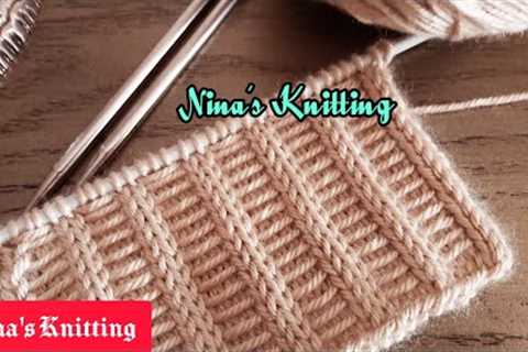 Super Easy 2 Rows Repeat Knitting Pattern With English Subtitles