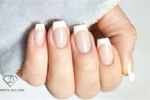 How to do french manicure gel polish nails. French manicure on natural nails with gel.