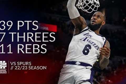 LeBron James 39 pts 7 threes 11 rebs vs Spurs 22/23 season