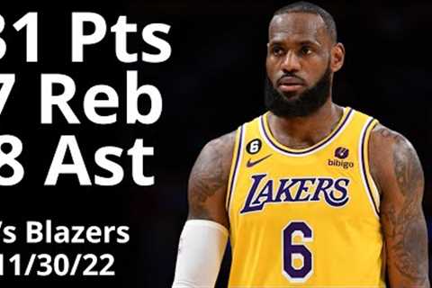 Lebron James 31 Pts 8 Ast 7 Reb vs Trailblazers Highlights