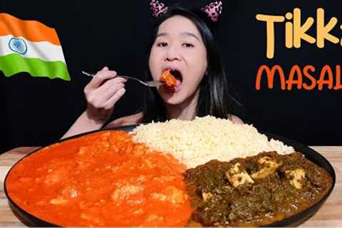HUGE INDIAN CURRY MUKBANG! Chicken Tikka Masala, Saag Paneer &amp; Saffron Rice - Spicy Indian Food ..