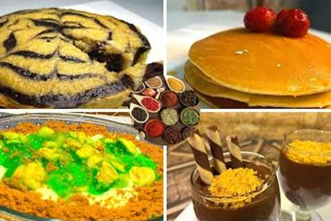 4 DESSERTS Recipes | Marble cake, Pancake , Banana Custard Trifle &amp; Chocolate Pudding