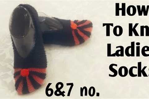 How To Knit Ladies Socks For 6-7 no.|Easy Knitting Ladies Socks|Knit &amp; knot By..