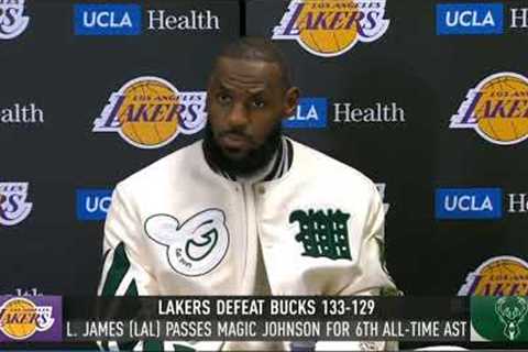 Postgame Interview | LeBron passes Magic on all-time assist list, Davis 44 pts as Lakers beat Bucks
