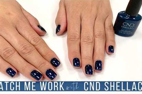 Full Salon Manicure with CND  Shellac 'Midnight Swim' 💙 [No Talking/ Relaxing Music]