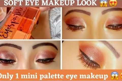JUST 1 MINI PALETTE EYE MAKEUP😍😱 SOFT EYE MAKEUP LOOK ❤️😍 EASY AND QUICK WAY😍#youtube..
