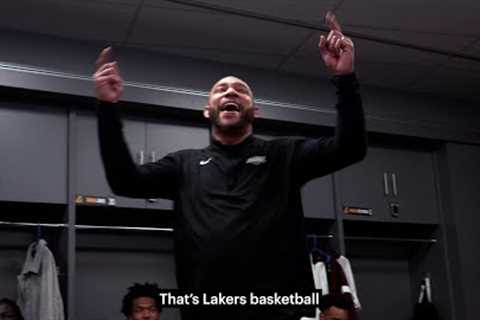 That's Lakers basketball! - Locker Room Reacts to Russ, LeBron &amp; AD's Clutch Hustle Play