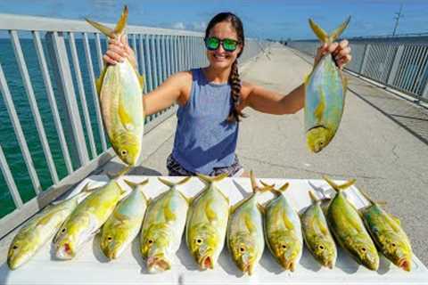Catching PRIZED fish from BRIDGE!! Catch, Clean, &amp; Cook! Florida Keys!