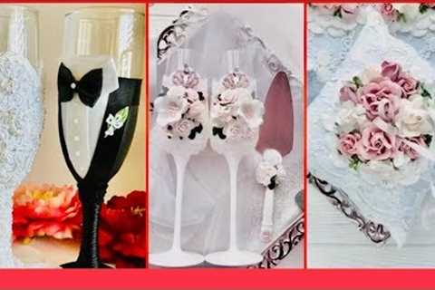 TOP 5 DIY WEDDING FAVORS FOR GUESTS: GLASSES BRIDE &amp; GROOM TOASTING FLUTES