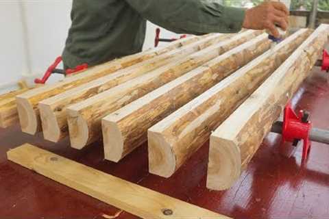 Woodworking Skills Virtuosity With Basic Tools // Build A Simple Table From Monolithic Tree Trunks