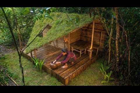 Decoration and Grass Roof added to My Bamboo House Build by Ancient Skills