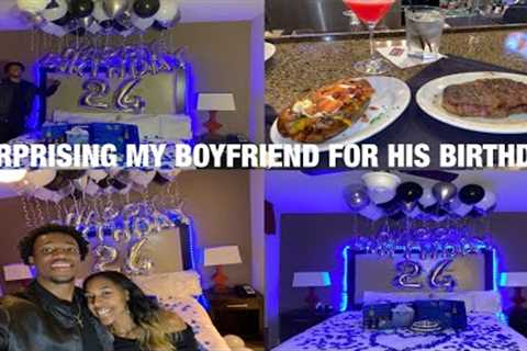 SURPRISING MY BOYFRIEND FOR HIS BIRTHDAY | Hotel Setup, Dinner, 5 Senses Gifts | Maia Lenae