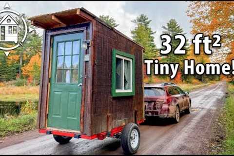 Micro TINY HOUSE on wheels built for $1800 &amp; towed w/ a car
