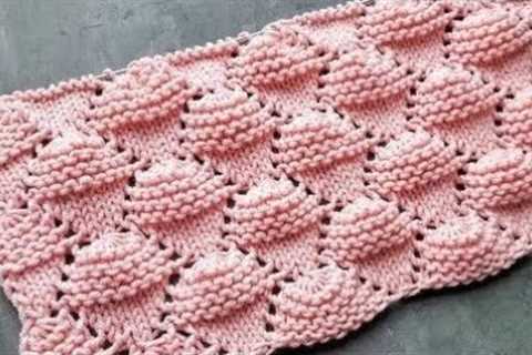Easy Knitting Pattern. Icecream cone pattern/Strawberry 🍓/Shell stitch.