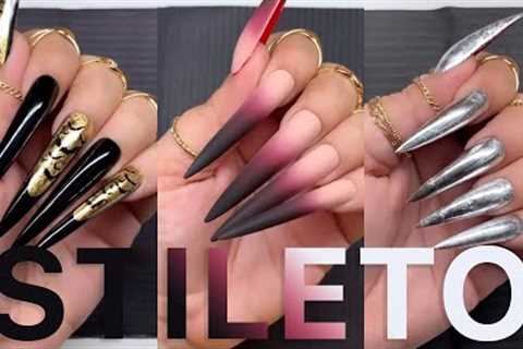 ✨01✨ 10+ SUPER LONG Stiletto Acrylic Nail Art Designs Tutorial Ideas