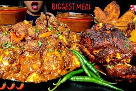 ASMR:EATING SPICY WHOLE CHICKEN TANDOORI🔥,CHICKEN DOPIAZA,EGG GRAVY,RICE,LEMONADE,CUTLET#hungrygirl