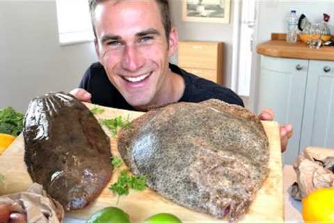 Cooking Delicious Fish! Catching Turbot with Spear and Eating