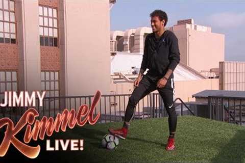 Neymar Jr. Attempts Terrifying Shot from Jimmy Kimmel’s Roof