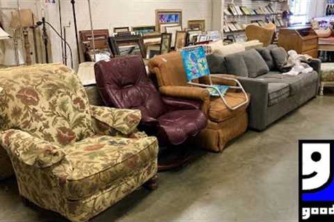 GOODWILL SHOP WITH ME FURNITURE SOFAS CHAIRS TABLES DRESSERS KITCHENWARE SHOPPING STORE WALK THROUGH