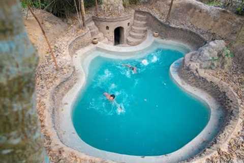 Building a Bushcrafts Underground Hut Around Swimming Pool Underground, Jungle Survival Bushcraft Bu