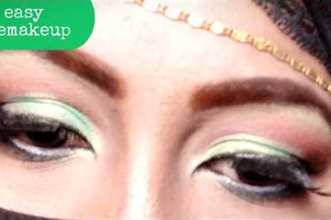 Half cut crease green eyemakeup look// mehndi look eye makeup #learningwithShilpa #eyemakeup #makeup