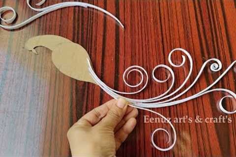Peacock Wall Hanging Idea-Paper Craft-Wall Decoration Ideas-Cardboard Craft#peacock #papercraft #diy