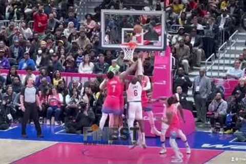 Washington Wizards vs LA Lakers - Daniel Gafford and LeBron James exchange dunks