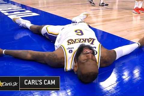 LeBron James acts dead after being knocked to the ground on and-1 vs Pistons 😂