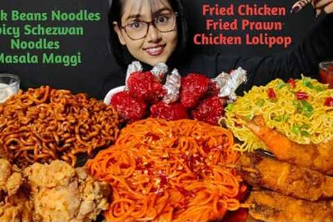 Eating Blackbean Noodles, Spicy Noodles, Masala Maggi | Big Bites | ASMR Eating | Mukbang