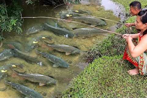 10 Year: LIVE Fishing Primitive Catch many fish off grid - Cooking fish wild outdoors