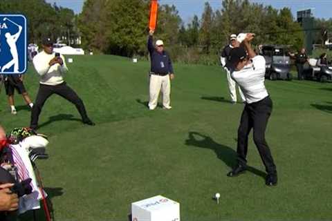 Tiger Woods gives son Charlie INSTANT feedback on his swing